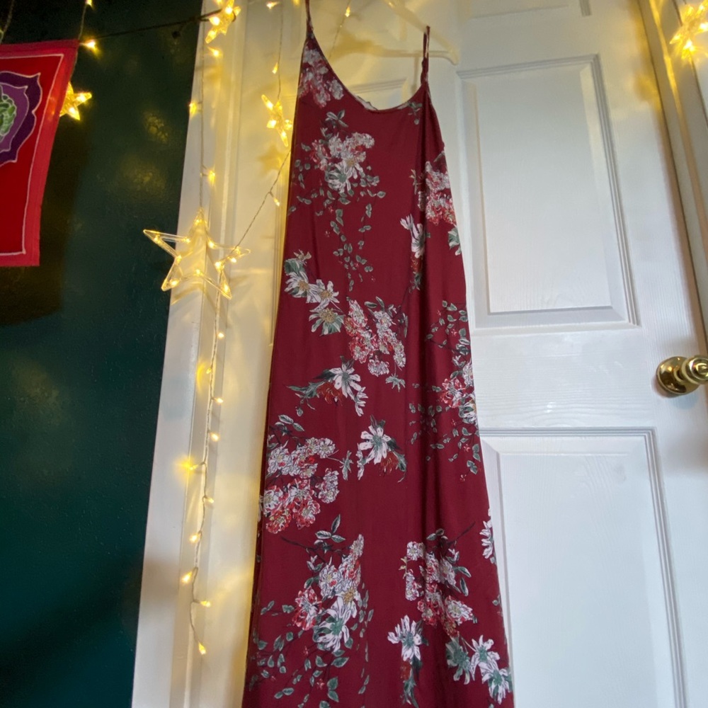 Deep Red Floral Dress